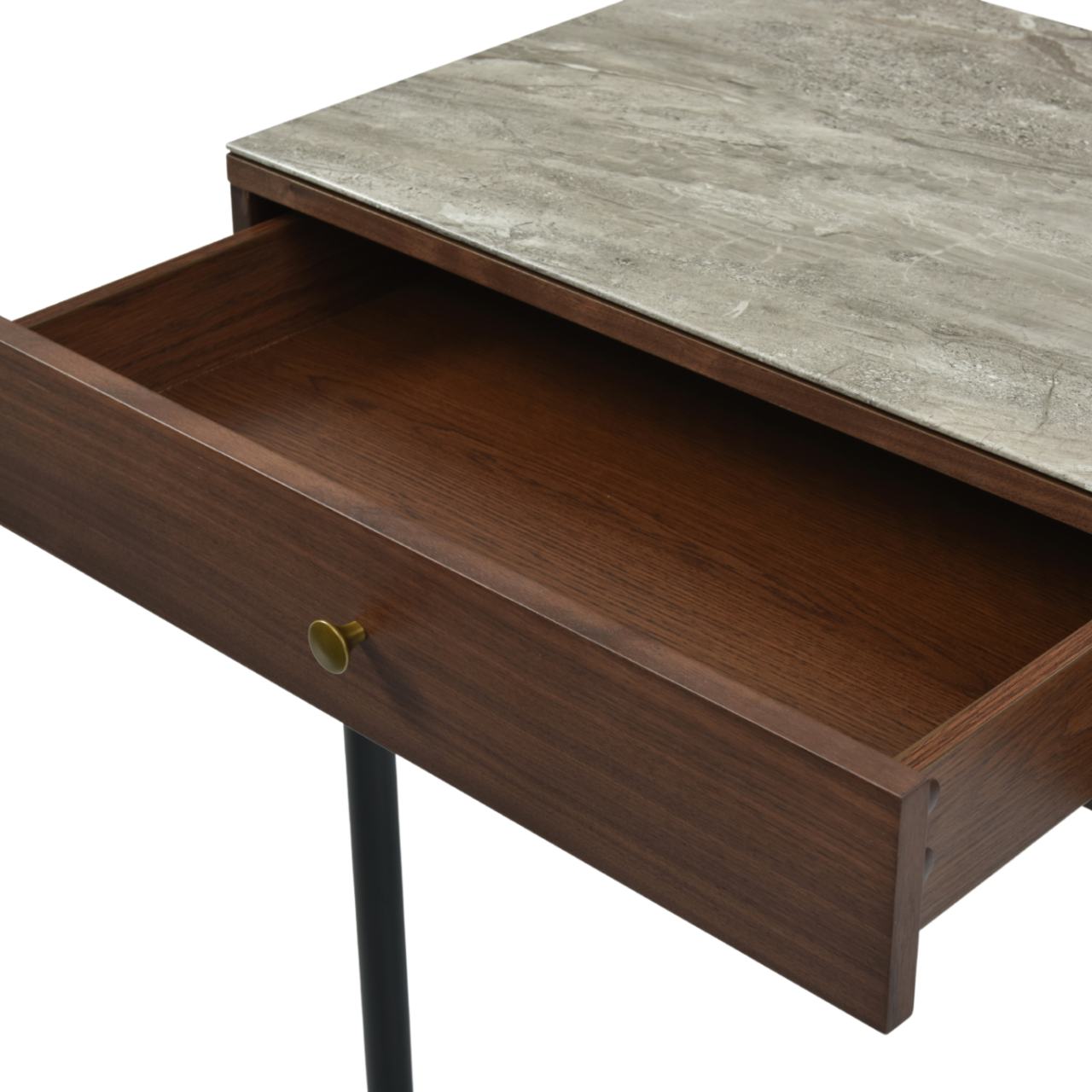 Willow Walnut Brown Wood & Grey Marble Desk
